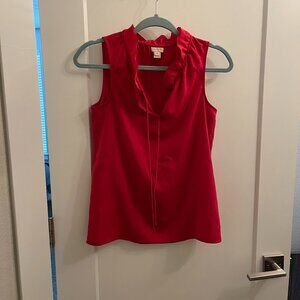 J. Crew Red Ruffle Neck Tank top